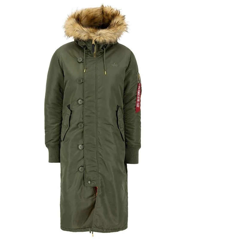 Alpha Industries Long Fishtail Winter Jacket for Ladies Sage-Green