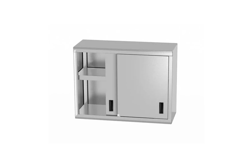 Hendi Wall Cabinet with Sliding Doors Welded Max. Load Capacity per Shelf Approx. 70 kg/m² with Special Strips for Wall Mounting 800 x 300 x 600 mm Stainless Steel