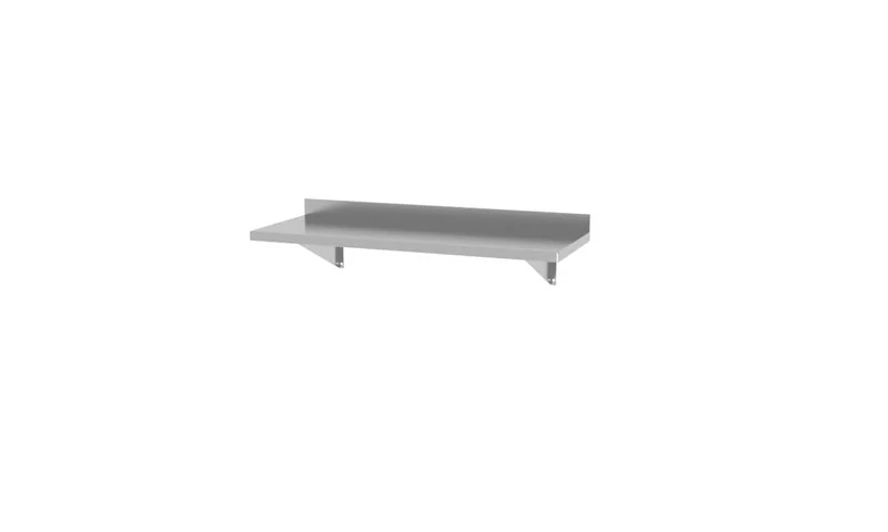 HENDI wall shelf, with two steel brackets, welded, maximum load: approx. 25 kg/m², removable for easy cleaning, for restaurant, bar, kitchen, pot stand, 800x300x(H)250mm, stainless steel