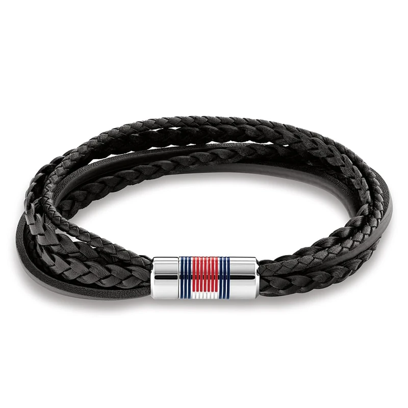 Tommy Hilfiger Jewelry Men's Braided Leather Bracelet Black - 2790426