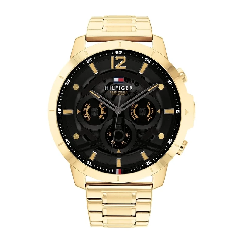 Tommy Hilfiger Analogue Multifunction Quartz Watch for Men with Gold Colored Stainless Steel Bracelet - 1710511