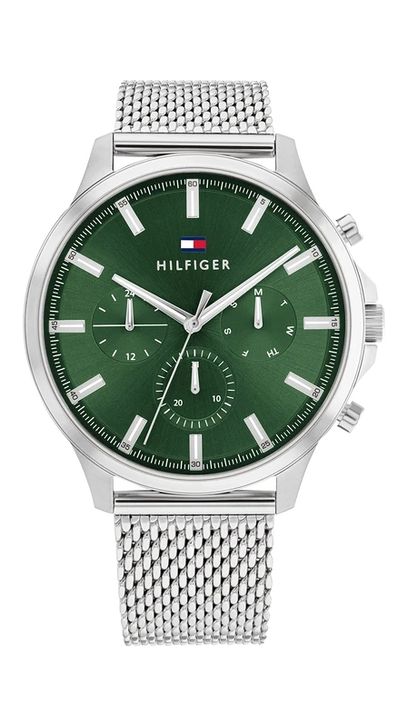 Tommy Hilfiger Analogue Multifunction Quartz Watch for Men with Silver Stainless Steel Mesh Bracelet - 1710499