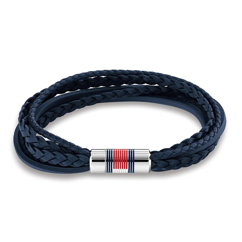 Tommy Hilfiger Jewelry Men's Leather Bracelet Navy Blue - 2790427