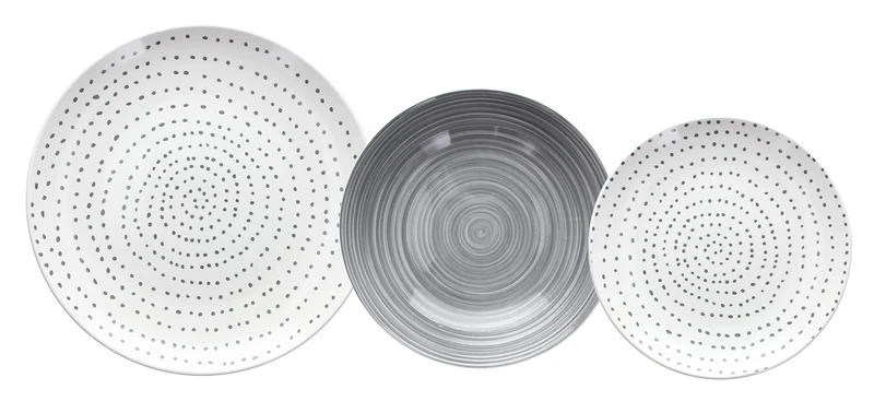 Tognana Koonan Dinner Set for 6 Perone, 18 Pieces, Porcelain, Grey