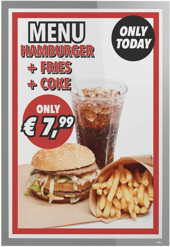 Durable DURAFRAME Poster A1 - Self-Adhesive Poster Frame - UV-Resistant - Silver - Perfect for Displaying Large Format Information - Pack of 1