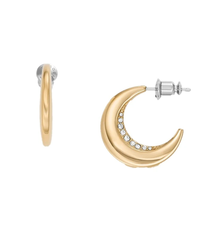 Skagen Women's Gold tone Stainless Steel or Semi- Precious with post closure Earrings, Brushed Gold