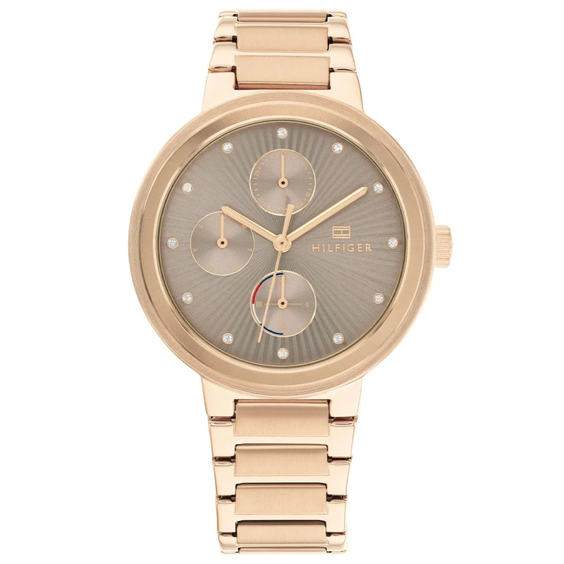 Tommy Hilfiger Analogue Multifunction Quartz Watch for Women with Carnation Gold Colored Stainless Steel Bracelet - 1782533