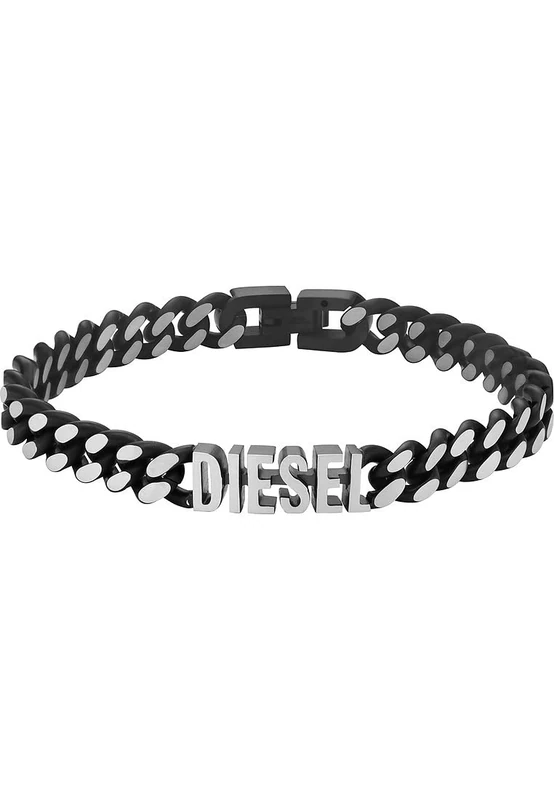 Diesel Bracelet for Men Steel, Length: 208MM, Width: 7.8MM Silver Stainless Steel Bracelet, DX1386040