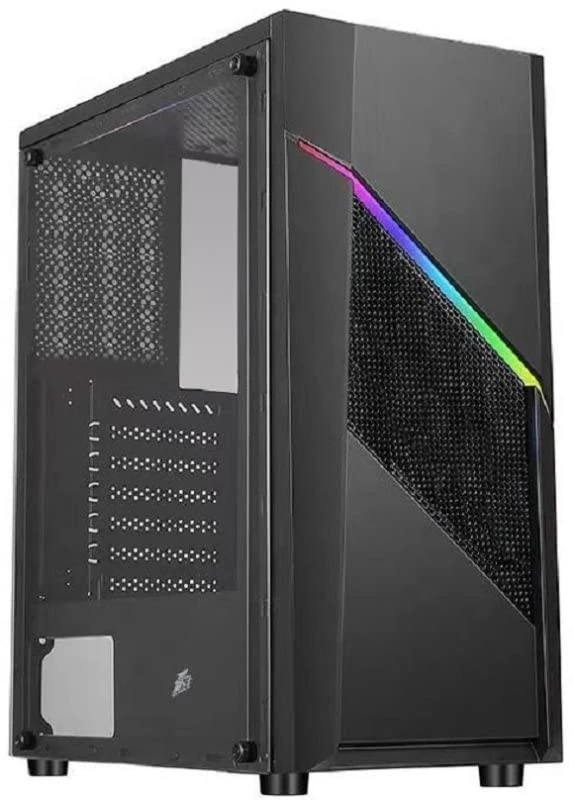 1st Player RB-2 - Elegant LED Mesh Front Panel - Tempered Glass Side Panel - ATX Gaming Case - Black - Image 1