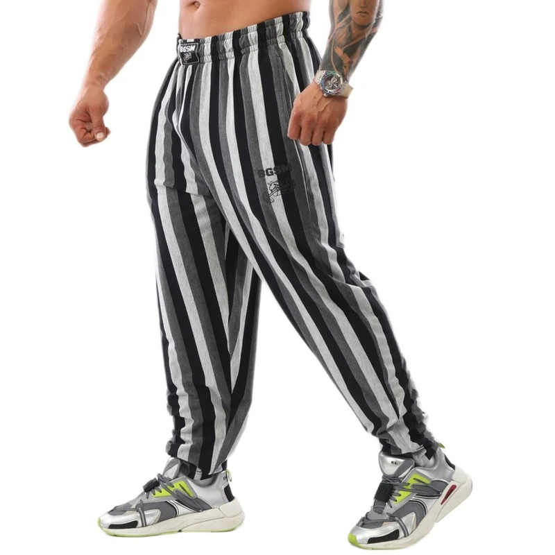 Big SAM Sportswear Company Men's Baggy Sweatpants with Pockets, Oldschool Loose Fit Gym Pants, Grey, Large