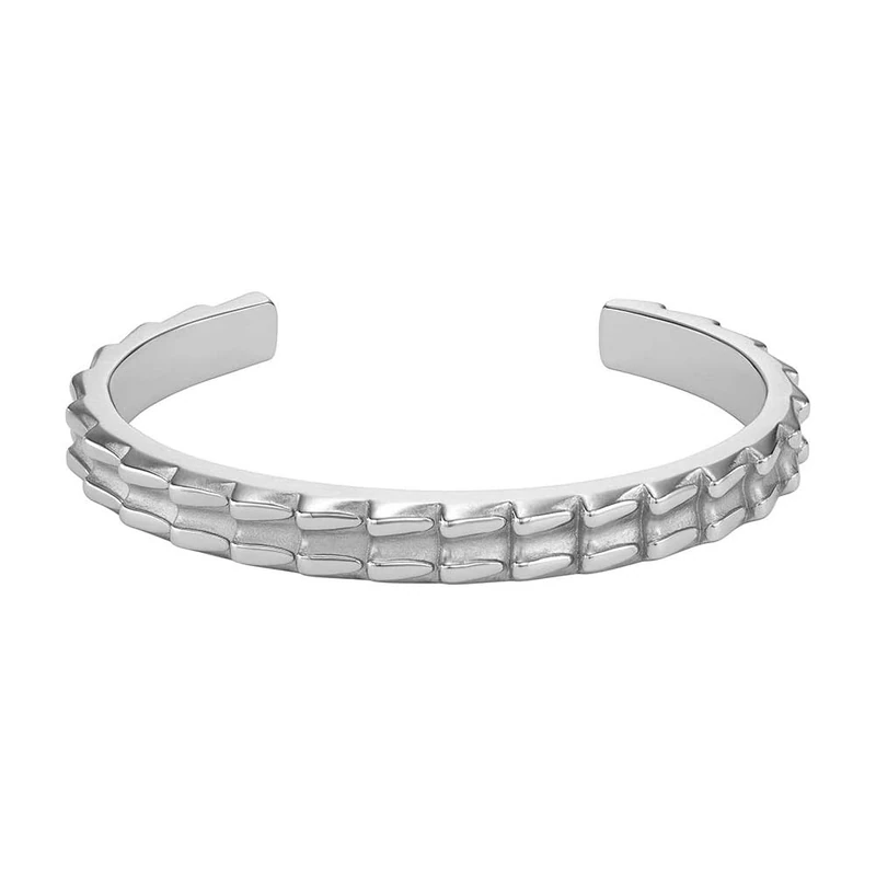 Diesel Men's Stainless Steel with lobster hook or fold over closure bracelet Silver Tone - Image 1