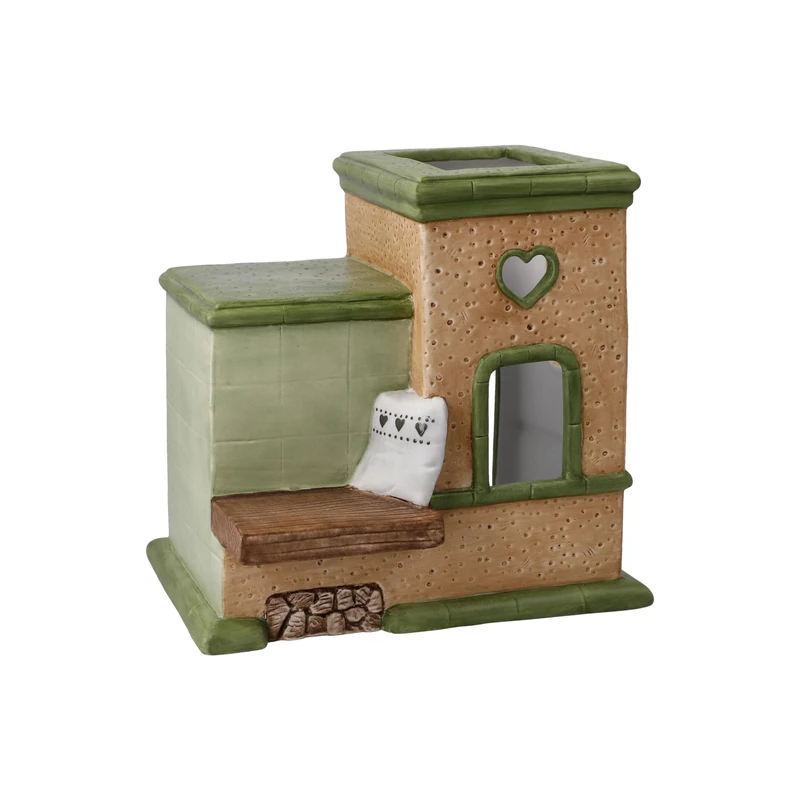 Goebel 11-750-92-1 Candle Holder Christmas Bakery Warming Fireplace for Tea Light Biscuit Porcelain 15.5 x 12 x 15.5 cm