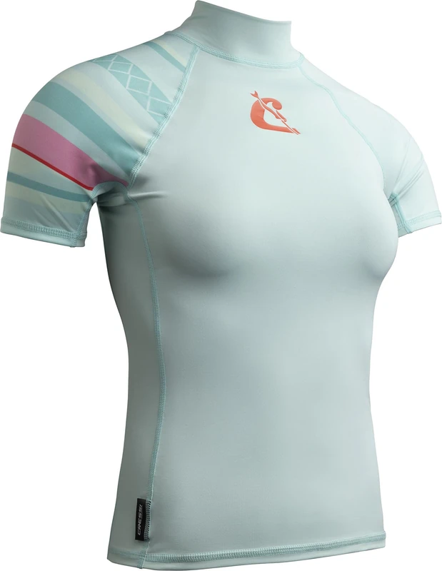 Cressi Shield Lady Rash Guard Short/SL Aquamarine Pink- Rash Guard Short Sleeve Protective for SUP and Water Sports, Aquamarine/Pink, S/2, Womans