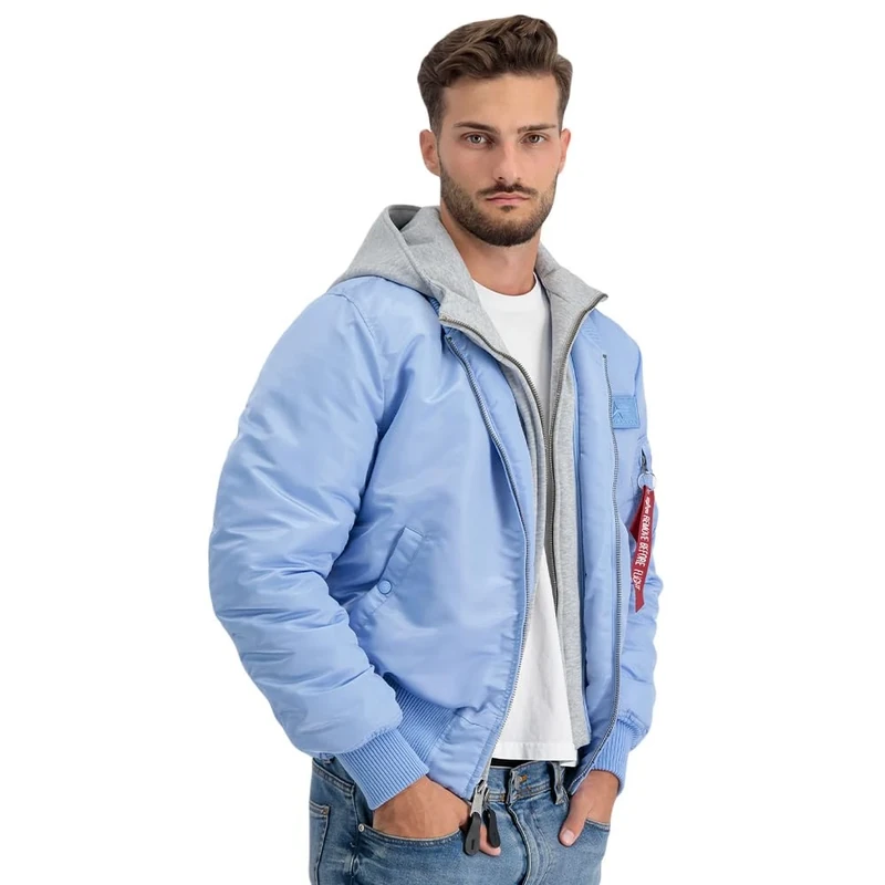 Alpha Industries Men's MA-1 D-Tec Bomber Jacket, Light Blue, XS