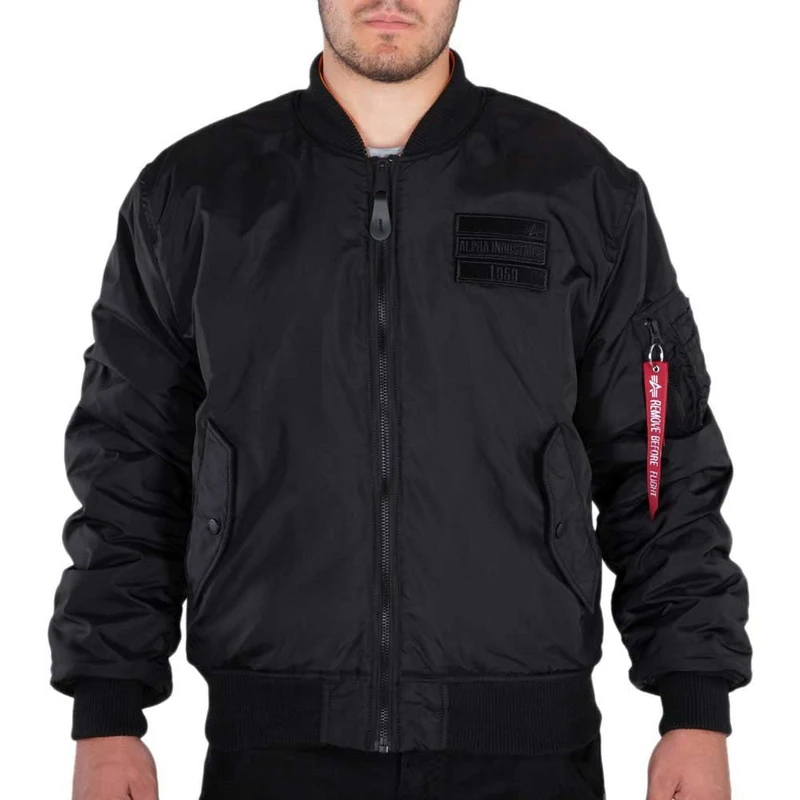 Alpha Industries Men's MA-1 FLC Rev Bomber Jacket, Black/Orange, XXX-Large