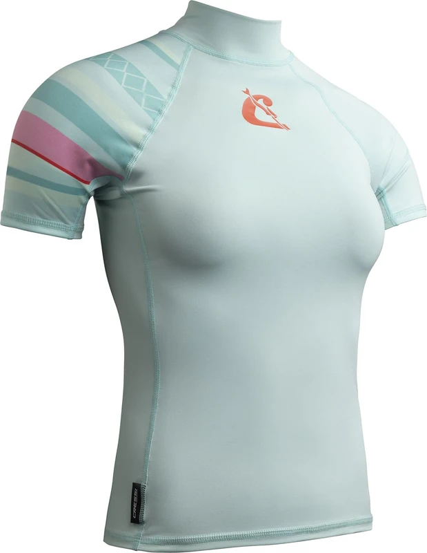 Cressi Shield Lady Rash Guard Short/SL Aquamarine Pink- Rash Guard Short Sleeve Protective for SUP and Water Sports, Aquamarine/Pink, M/3, Womans