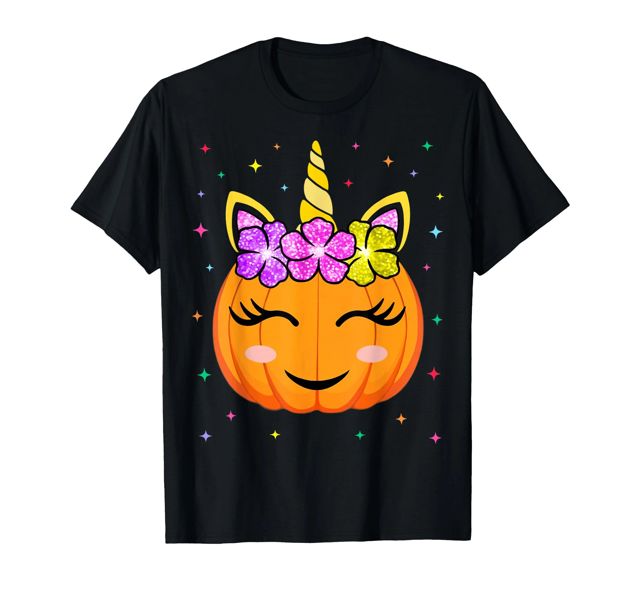 Cute Unicorn Pumpkin Girls Kids Funny Halloween Costume T-Shirt