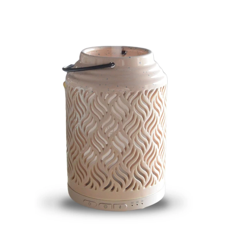 Zen'Arôme WiFi Venice Essential Oil Diffuser - Alexa/Google Home Compatible Connected Electric Diffuser - Total Remote Control on Tuya Smart App - Natural Wood and Ceramic Materials