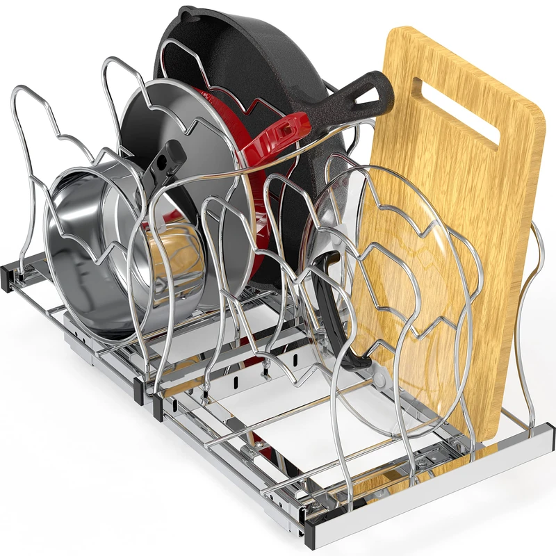 Simple Houseware Organizer Pull Out Under Cabinet Sliding Shelf for Kitchen,Bathroom, Pantry Pan and Pot Lid - Image 1