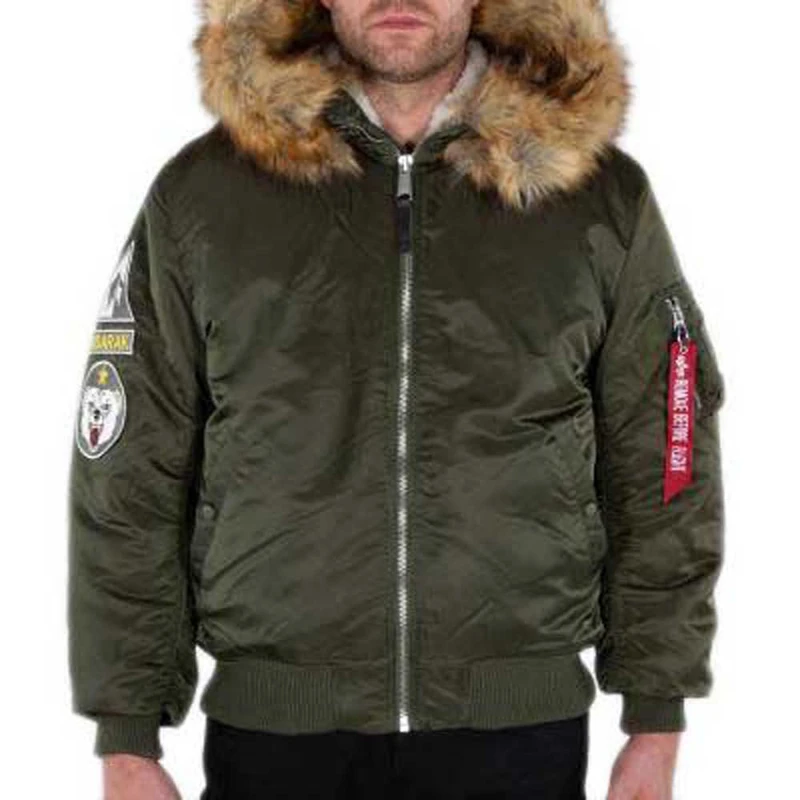 Alpha Industries MA-1 Hooded Arctic Bomber Jacket for Men Dark Olive