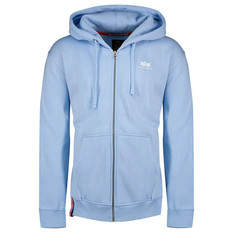 Alpha Industries Men's Basic Zip SL Hooded Sweat Sweatshirt, Light Blue, S