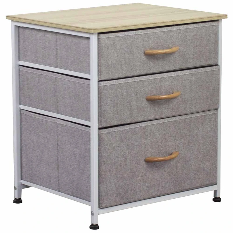 BAKAJI Chest of Drawers Cabinet Cabinet Cabinet 3 Shelves Fabric Multicolor Bicolor Sturdy Durable Multipurpose Office Furniture Space Saving Dimensions 50x50x40cm (Light Grey) - Image 1