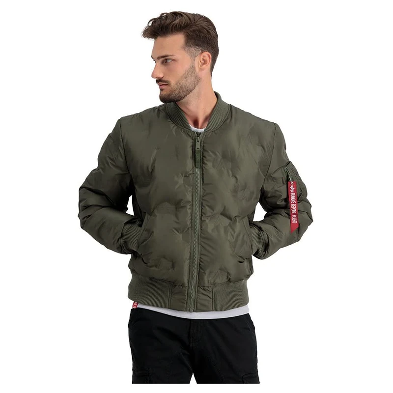 ALPHA INDUSTRIES Ma-1 Emb. Logo Puffer Coat, Dark Olive, M