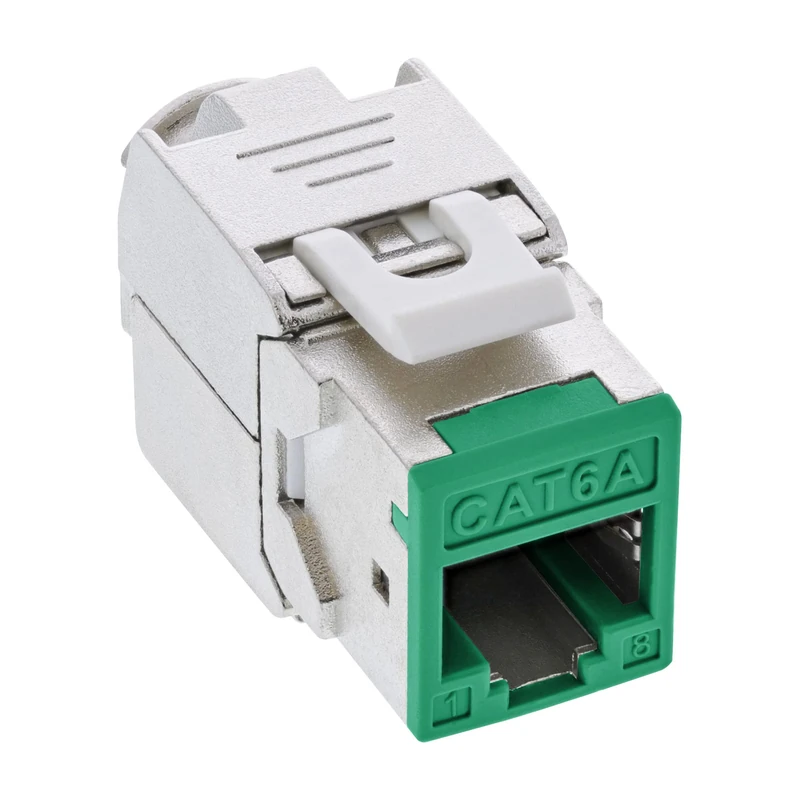InLine® Keystone RJ45 Socket Shielded Cat.6A Green Pack of 8