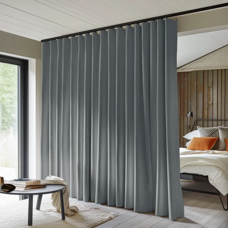 MaKefeile Room Divider Curtains Total Blackout Privacy Curtain Panel Room Thermal Insulated Noise Reduction Curtain, for Bedroom Partition, Living Room, Shared Office and Sild Door, 10ft × 8ft, Grey.…