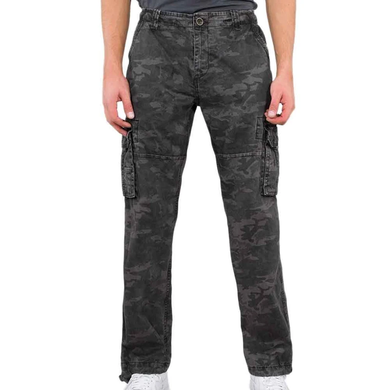 Alpha Industries Camo Casual Trousers for Men Black Camo