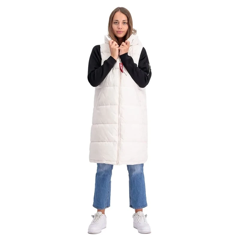 Alpha Industries Long Puffer Vest for Ladies Jet Stream White