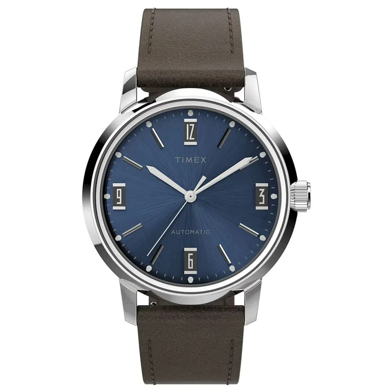Timex Men's Analogue Automatic Watch with a Leather Strap Marlin Automatic