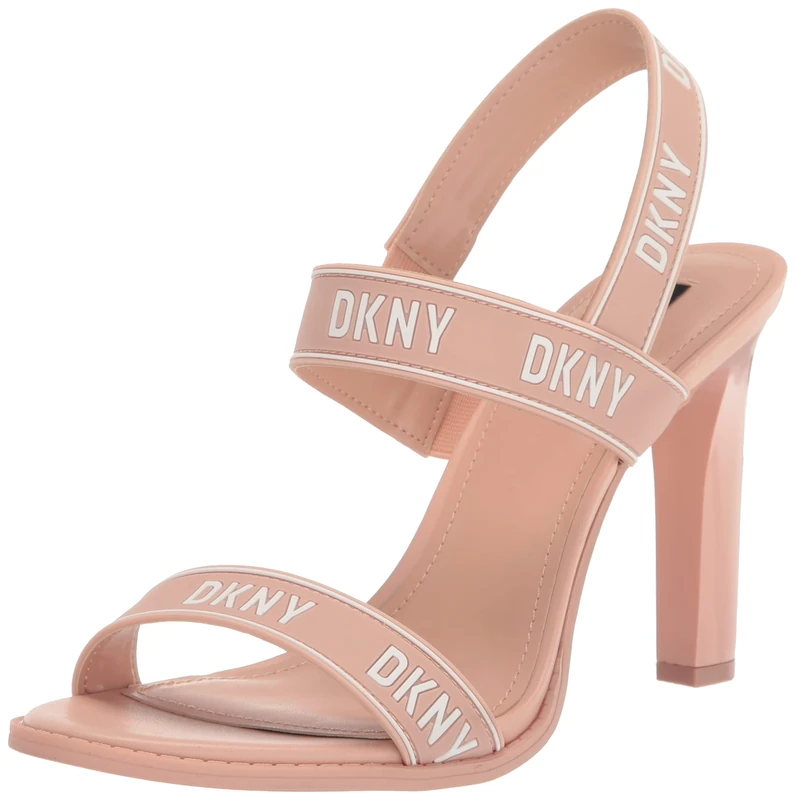 DKNY Women's Logo Slingback Open Toe Heel Heeled Sandal, Powder/Wht, 7 UK