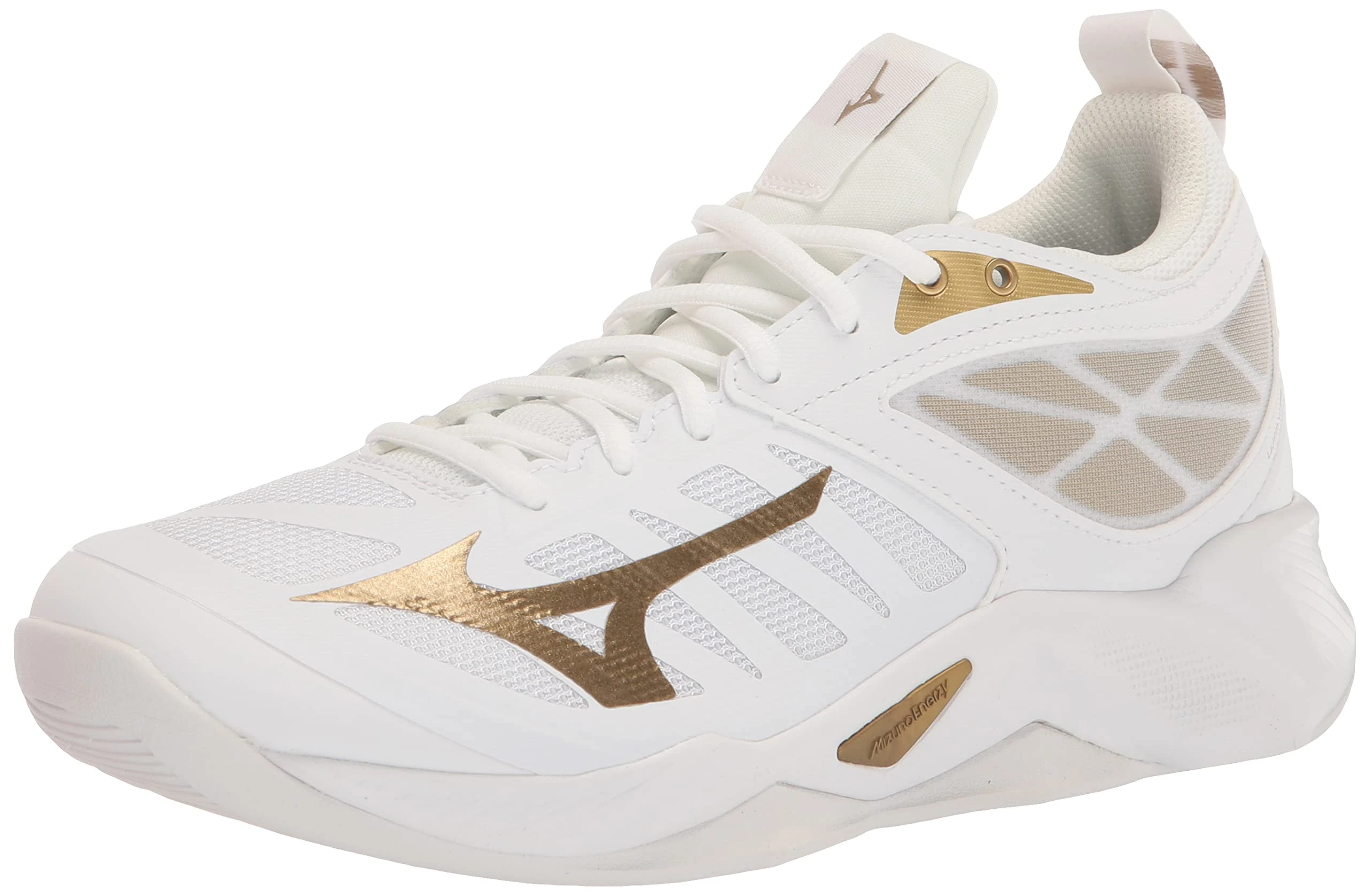 Mizuno Women's Wave Dimension, White-gold, 10 US