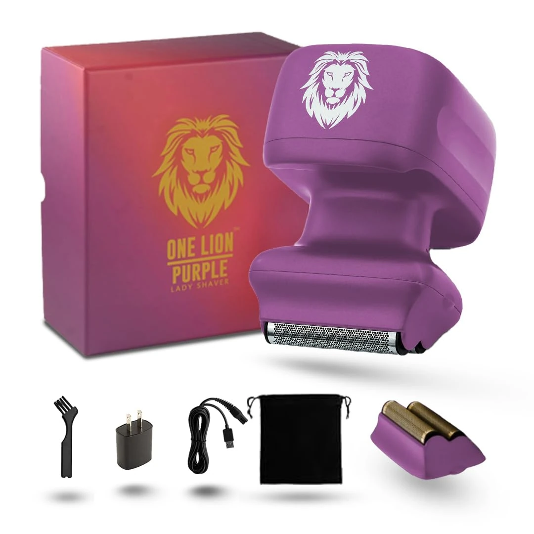 One Lion Purple Pro Shaver for Women | Flawless Hair Removal | Electric Shaver with Stepped Twin foil Technology| Gift for Her