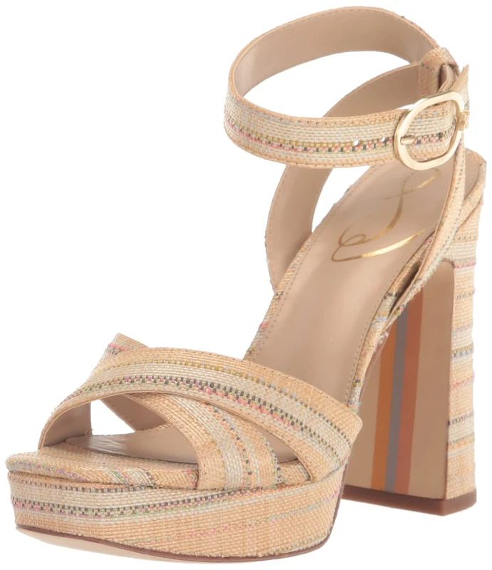 Sam Edelman Women's Kayna Platform Sandal, Natural Raffia, 4 UK