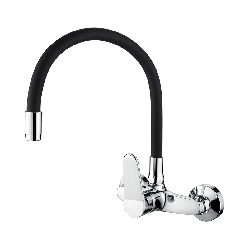 Ibergrif M16559-2 Wall Mounted Kitchen Tap Single Lever Mixer Tap 360 ° Rotation Sink tap with Adjustable Mounting Hole