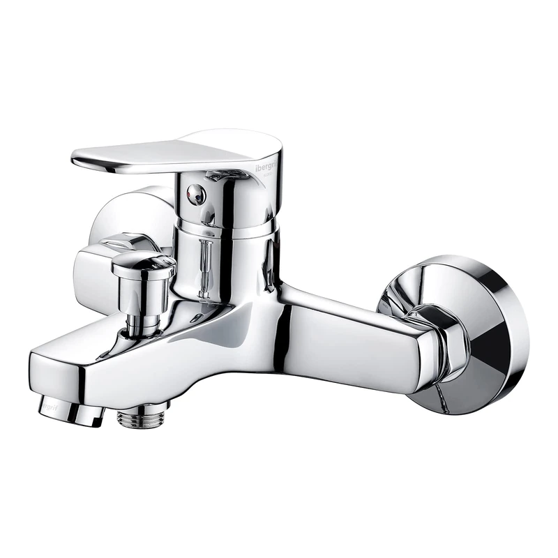IBERGRIF M13059-1 Single Lever Bath Shower Mixer Taps, Bathroom Tub Filler Brass Faucet, Bath Shower Valve, Wall Mounted, Chrome