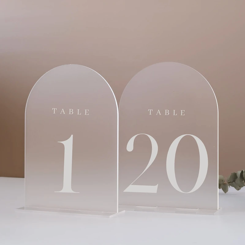 JINMURY Frosted Arch Table Numbers for Wedding, 20 Pack 5x7'' Frosted Arch Acrylic Table Signs with Holder Acrylic Table Numbers 1-20, Perfect for Wedding Table Centerpiece Decoration (YOJI-22108029) - Image 1