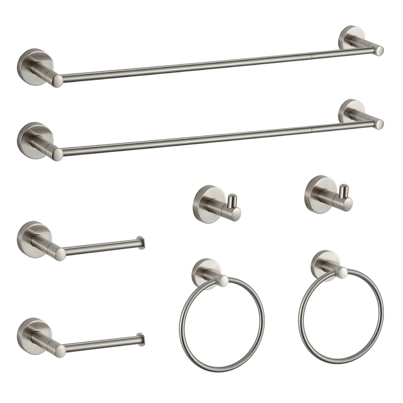 BGL Bathroom Hardware Set Brushed Nickel Bathroom Accessory Set Towel Bar 8 Pieces