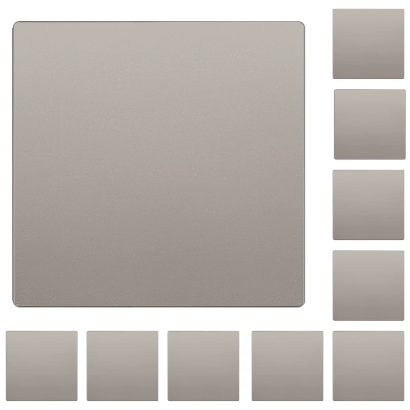 LIDER Double Blank Wall Plate, Temperature and Impact Resistant, UL Listed, Polycarbonate Thermoplastic, Screwless Design, Matte Finish, Modern Upgrade, Midsize, 2-Gang, 4.88” x 4.92”, Nickel, 10 Pack
