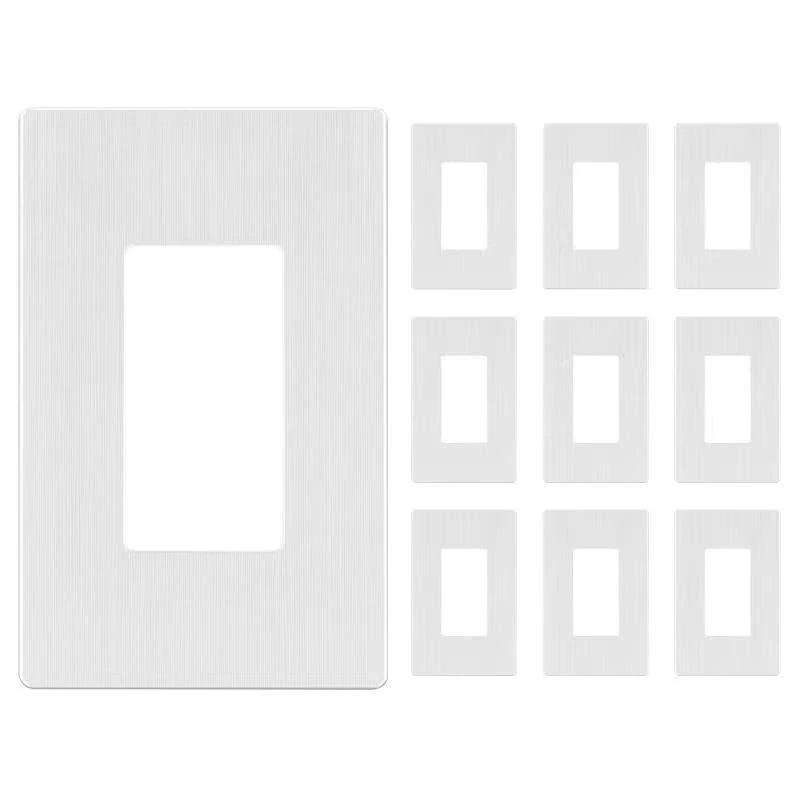 LIDER Matte Finish Decorator Switch Cover, schraubenlose Wandplatte, mittlere Größe, 1-Gang, 12.4x7.9 cm, unzerbrechliches thermoplastisches Polycarbonat, UL-gelistet, gebürstetes Weiß, 10 Stück