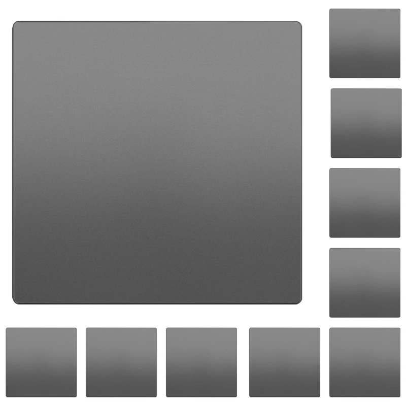 LIDER Double Blank Wall Plate, Temperature and Impact Resistant, UL Listed, Polycarbonate Thermoplastic, Screwless Design, Matte Finish Modern Upgrade Midsize 2-Gang 4.88” x 4.92”, Space Gray, 10 Pack