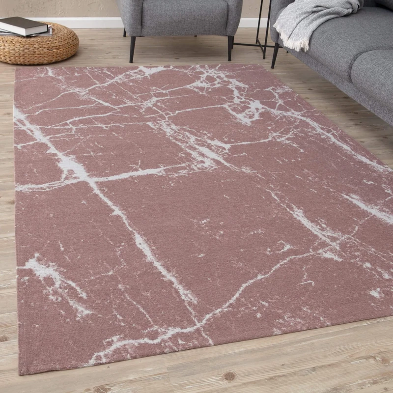 THE RUGS Machine Washable Rug – Abstract Design Rugs for Living Room, Bedroom, Hallway, Flat-weave Area Rugs, (Pink, 200x290 cm)