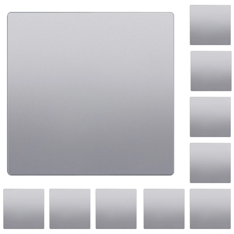 LIDER Double Blank Wall Plate, Temperature and Impact Resistant, UL Listed, Polycarbonate Thermoplastic, Screwless Design, Matte Finish, Modern Upgrade, Midsize, 2-Gang, 4.88” x 4.92”, Silver, 10 Pack