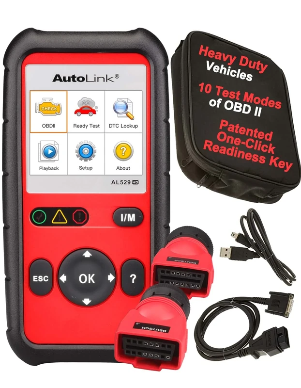 Autel AutoLink AL529HD Heavy Duty OBD2 Scanner, Code Reader, Retrieve Code VIN, OBDII Monitor Test, Review Read Erase Data View Live Data Freeze Frame Data Lite of MS909 MS919 MS Ultra