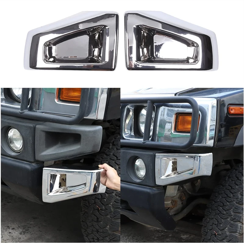 Fgtagtal Front Bumper Corner Bezels Replacement Compatible with Hummer H2 2003-2009 SUV SUT, ABS Front Bumper Corner Bezels Cover Decorative Accessories (Replacement Kit, 2PCS)