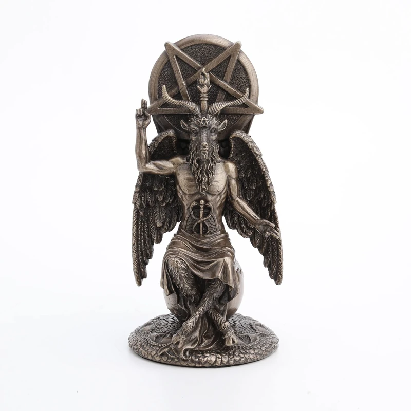 Veronese Design 8 1/2 Inch Baphomet Sitting on The Globe Fallen Wiccan Resin Statue Bronze Finish