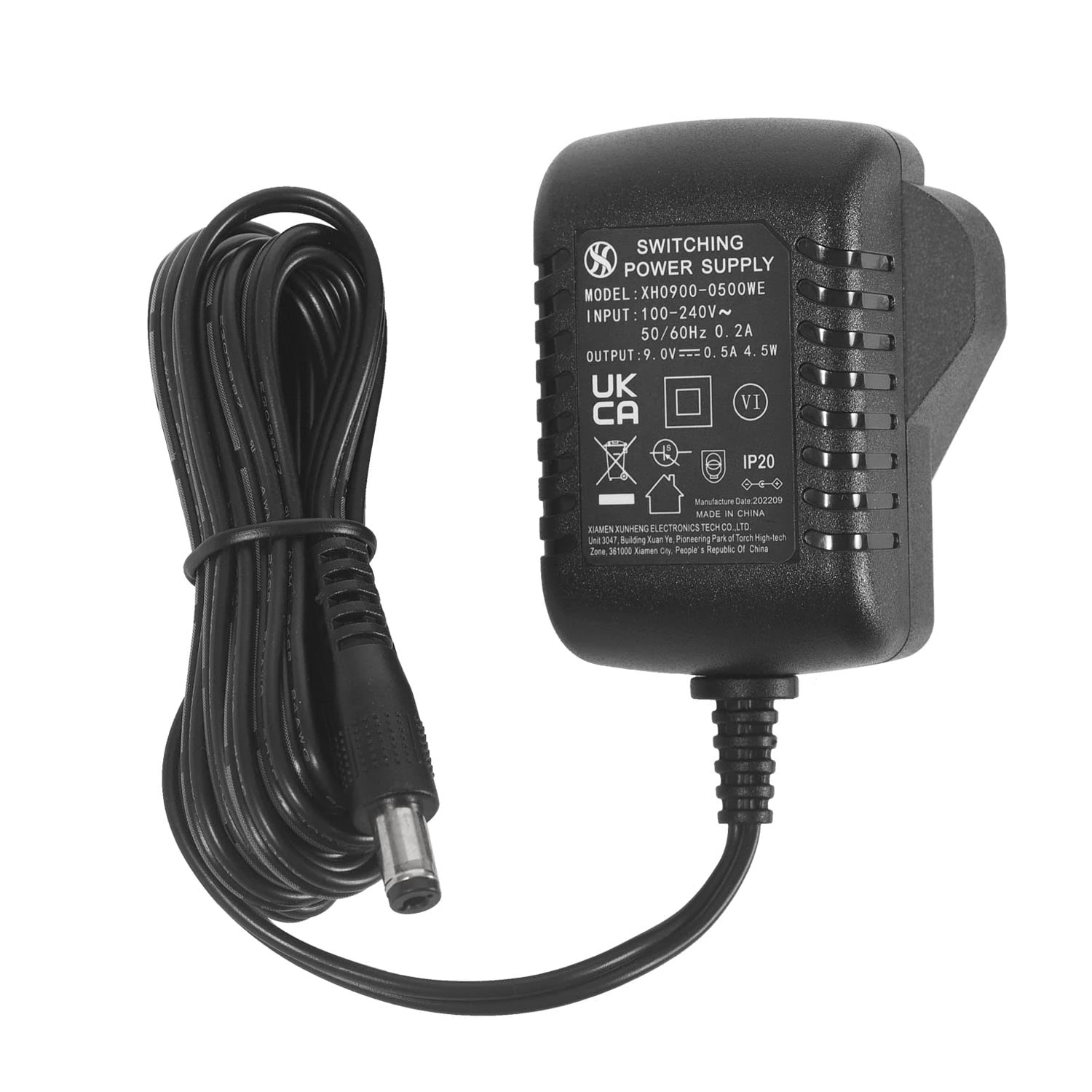 Security-01 DC 9V 0.5A Power Supply Adapter, Plug 5.5mm x 2.1mm, Center Positive