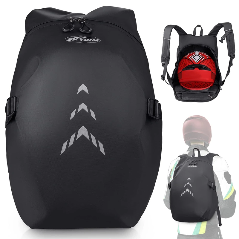 SKYJDM Motorcycle Backpack for Men - Large Capacity Waterproof Helmet Backpack for Men with Laptop Pocket, Large